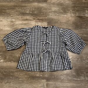 Velvet Heart Women's Medium Gingham Blouse in Black and White